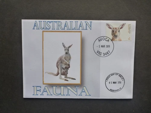 AUSTRALIA 2019 FAUNA PRIVATE ILLUSTRATED FDC- KANGAROO 1