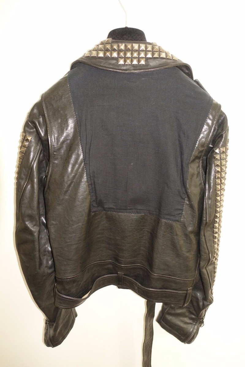 JOHN GALLIANO STUDDED LEATHER MOTORCYCLE JACKET S50 | eBay