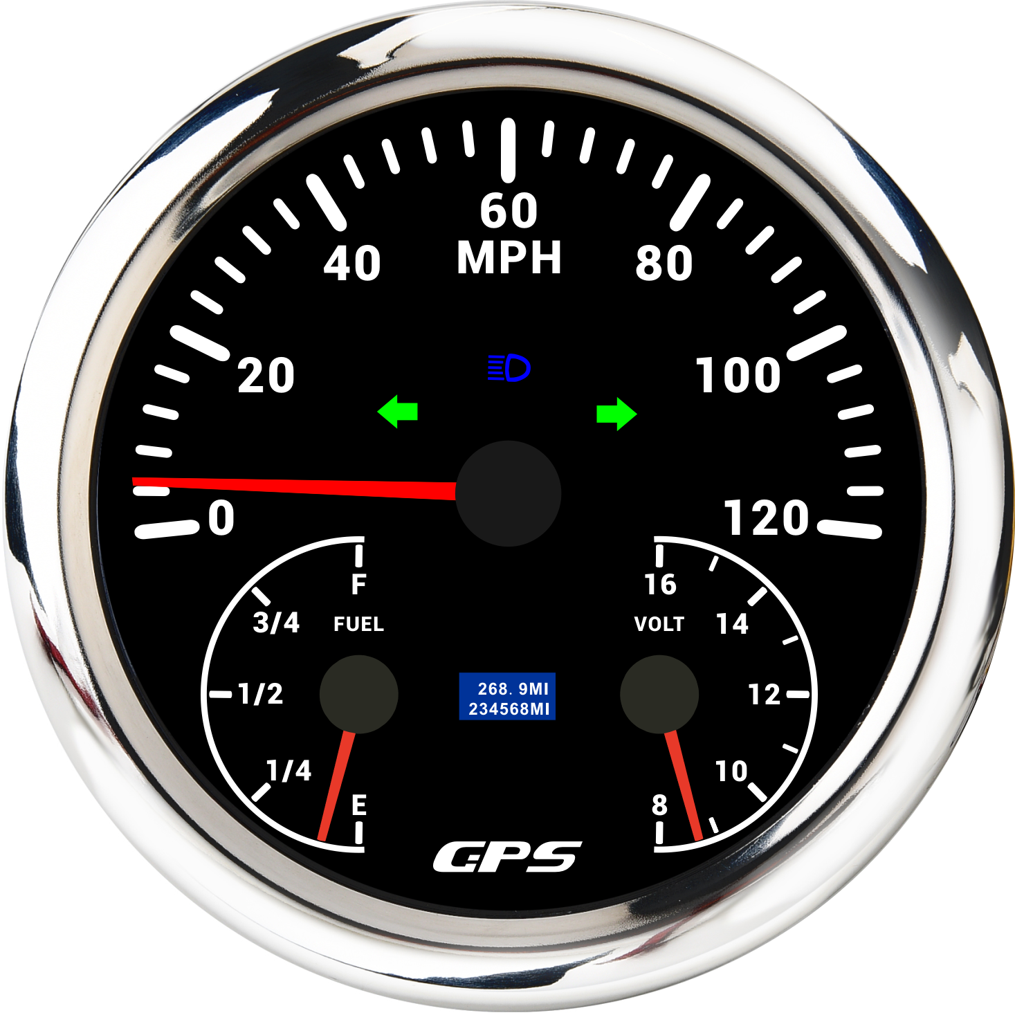 110mm 3in 1 GPS Speedometer 120MPH Fuel Level Voltmeter For 12V Car Marine Boat