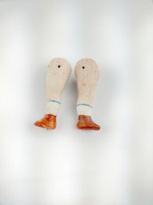 Antique porcelain dollhouse doll legs, wire fixing, 2.2" / 56 mm, "2/0 - 6248"
