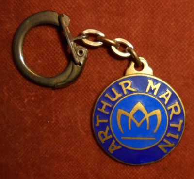ARTHUR MARTIN Enamel Metal Keyring - Very Nice! 2 Shades of Blue