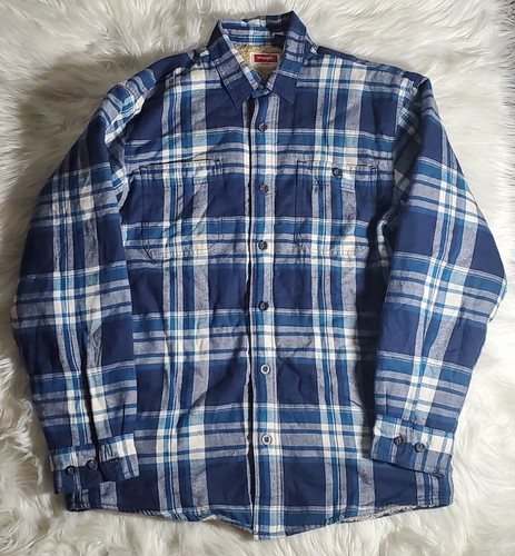 WRANGLER Mens Medium Blue Plaid Sherpa 