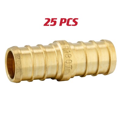 25 PCS EFIELD 1/2'' Pex Straight Coupling Brass Crimp Fitting, Lead Free-NSF