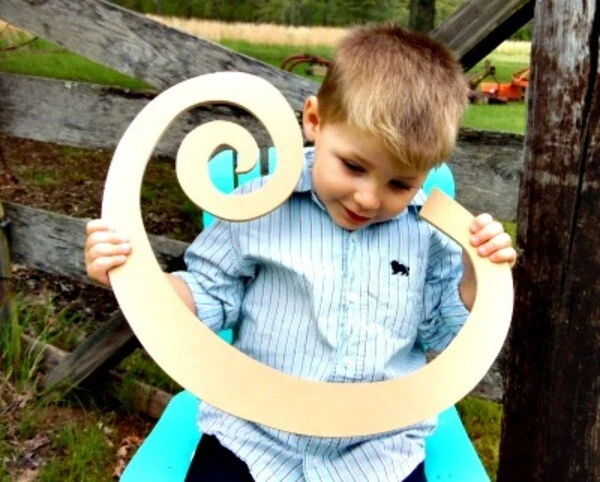 Letras de madera, fuente de rizo, letras baratas sin terminar, letras artesanales de madera grandes Foto 2 de 4