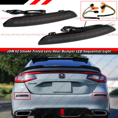 FOR 22-25 CIVIC HATCHBACK V2 SMOKE REAR BUMPER REFLECTOR LED SEQUENTIAL LIGHT