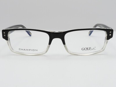 GOLF CLUB CHAMPION 1438 RECTANGULAR FULL RIM EYEGLASS FRAMES BLACK 53-17-140 NWD