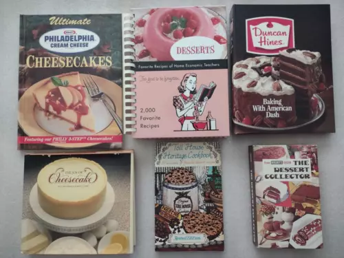 Lot of 6 Dessert Cookbooks Cheesecake Hersheys Nestle Duncan Hines
