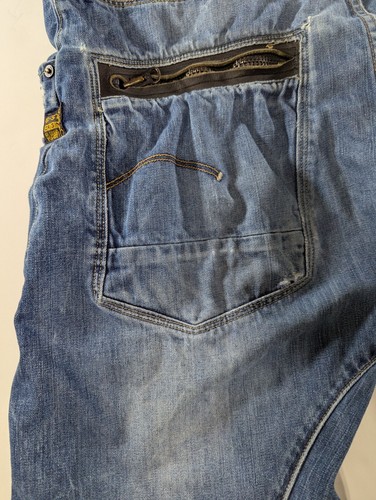 G-Star Raw 3301 Jeans Mens 36x32 Blue Denim Riley Loose Tapered Faded Distressed - Picture 12 of 18
