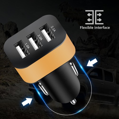 Car Charger Cup Holder Power Innverter with Triple USB Charging Ports 2.1A for - 第 8/12 張圖片