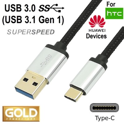USB C CABLE 3.1 Gen 1 for HTC or HUAWEI CELL 3.0 MOBILE PHONE CHARGER SYNC CORD