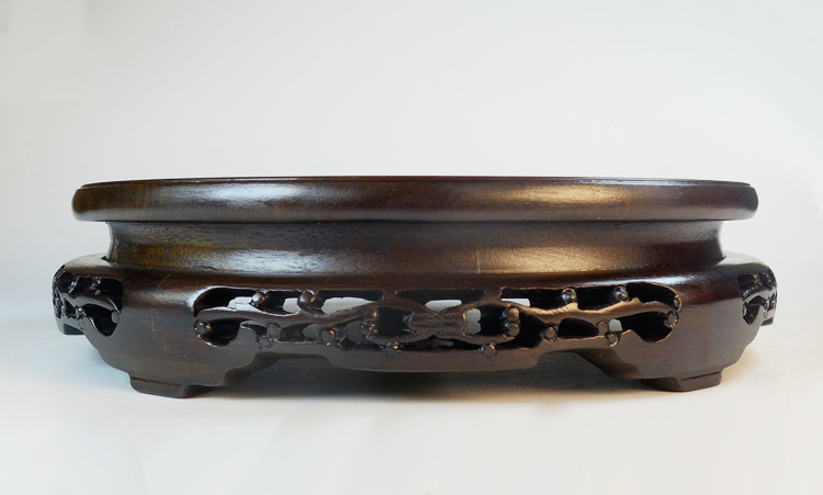 6.5 Inch Black Solid Wood Round Display Stand for Vases or Teapots