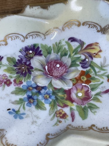 France Hand Painted Floral Plate Gold Trim Pair - Picture 2 of 8