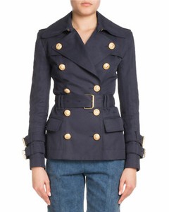 blue short trench coat