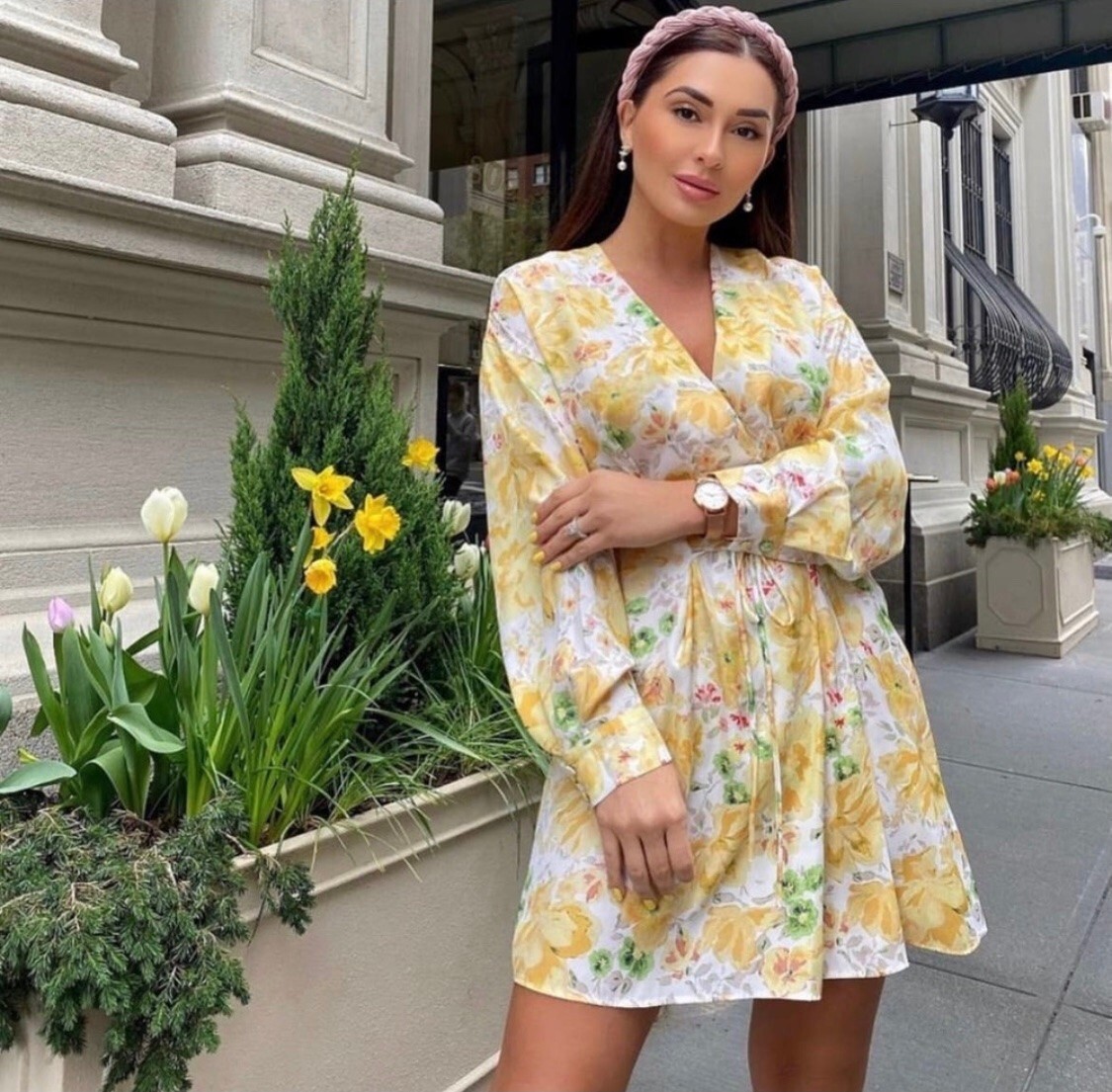 Zara Floral Corset Long Sleeve Comfortable Dress