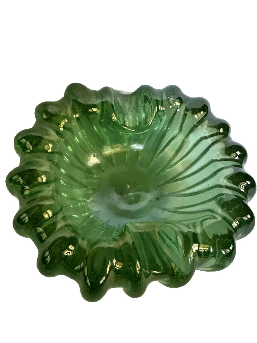 MCM Vintage 1960s Alberto Dona Green Murano Glass Bowl Italy 60s Art Glass