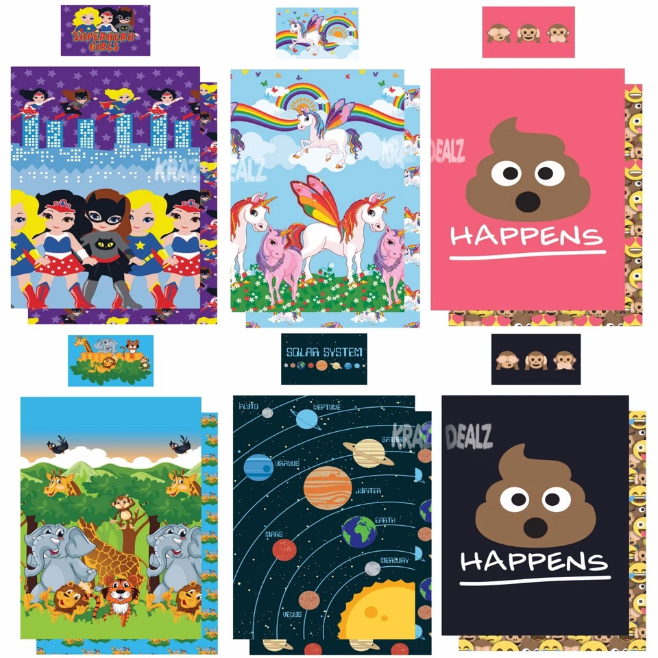 Boys/Girls Novelty Single/Double Duvet Cover Bed Set Unicorns Emoji Poo Designs - Image 1 of 1