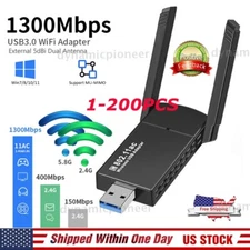 USB 3.0 Wireless WIFI Adapter 1300Mbps Long Range Dongle Dual Band Network lot