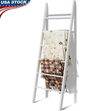 Wood Blanket Ladder Rustic Decor Storage Quilts Towel Holder Home Accent New