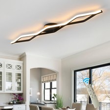 Modern LED Ceiling Light 24W Black Linear Dimmable Fixture with Remote Control