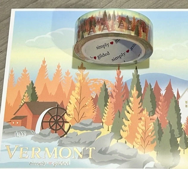 NEW Simply Gilded Passport Series Vermont 15 mm washi tape roll & postcard - Image 2 of 4