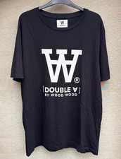 Wood Wood DOUBLE A ACE T-Shirt Men's Large Black Short Sleeve Crew Neck Logo Tee