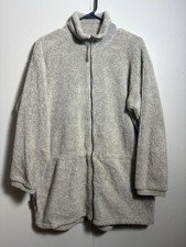 Columbia Fleece Jacket USA Made Sherpa Zip Up Beige Large Vtg Outdoorsy Gorpcore