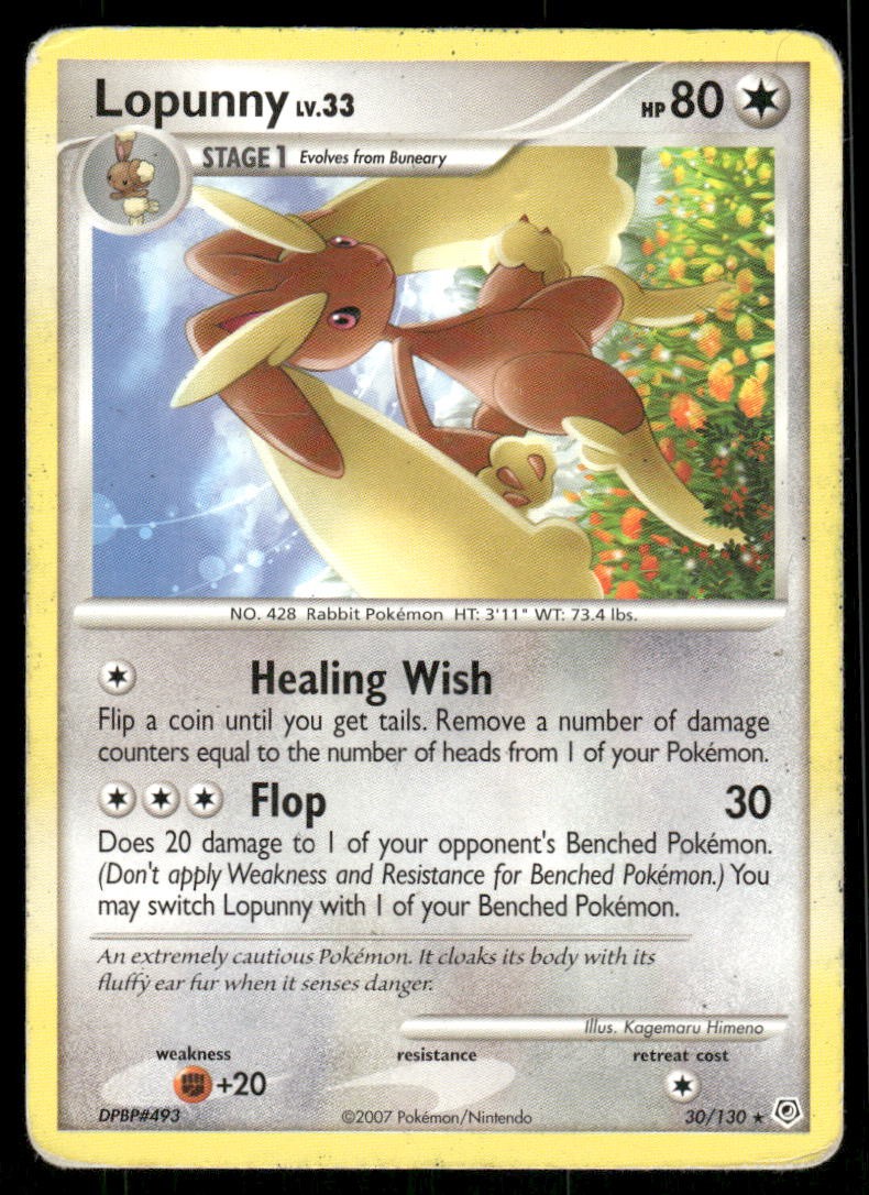 2007 Pokemon Lopunny Rare Diamond & Pearl 30/130 DMG