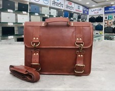 Handmade Men's Awarded Leather Vintage Laptop Messenger Briefcase Bag Satchel