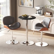 Round Bar Table with Adjustable Height, Swivel Counter Pub Table, Black