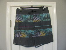 Men's GEORGE Swim Trunks Gray Patterned Design Tie Waist Size LG 36-38