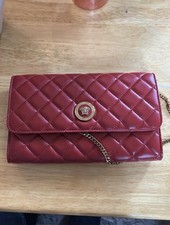 Authentic Versace Quilted Red Wallet On Chain Crossbody Bag