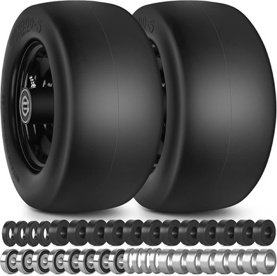 11X6.00-5 Flat Free Lawn Mower Tires and Wheels 3/4'' 5/8'' 1/2'' Ball Bearings, 6''