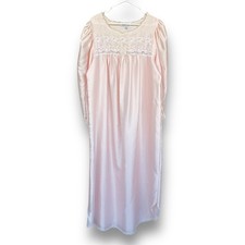 CHRISTIAN DIOR Pink Nightgown Long Lace Trim Vintage Satin No Size