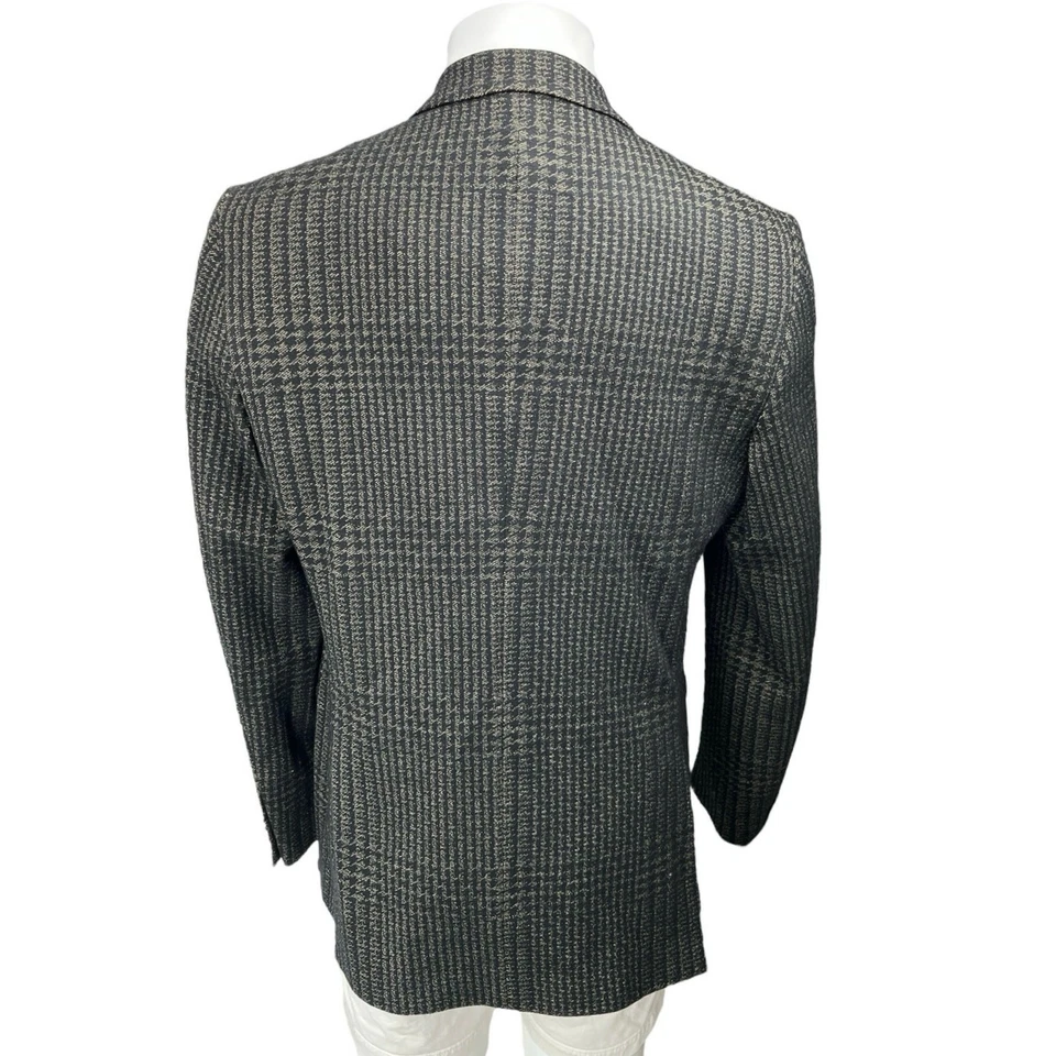 Etro Black Houndstooth Plaid Wool 2-Button Long Sleeve Blazer Coat Jacket 42 US - Image 2 of 4