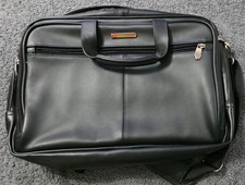 Alpine Swiss Skórzana teczka na laptopa Torba komunikacyjna Czarna ŚWIETNY STAN 