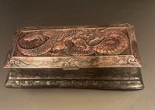 RARE JAPANESE COPPER/BRASS METAL BOX  W/ ORNATE DRAGON MOTIF ON THE LID!