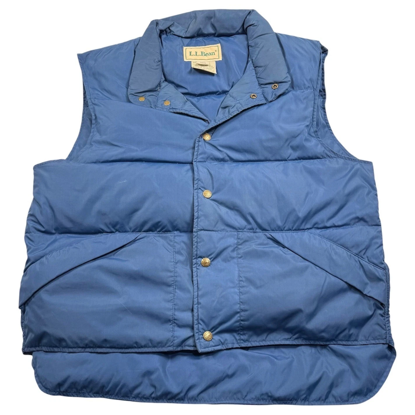 LL Bean Puffer Vest Mens Large Blue Goose Down Quilted Vintage