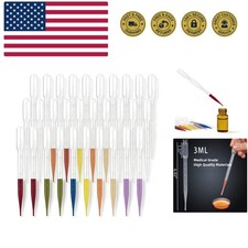 200 PCS Plastic Disposable Transfer Pipettes,3ML Calibrated Graduated Eye Dro...