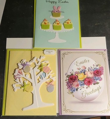 Papyrus Easter Greeting Card Embellished Multicolor 3 Cards Set #14