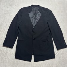 Giorgio Armani Wool Tuxedo Jacket Black 42L Italy Satin Lapel EU 52L Two Button