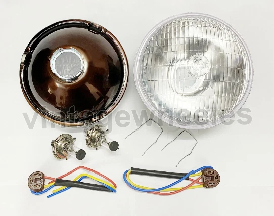 2 X Triumph Lucas Halogen Scheinwerfer Satz 7 inch Neu Linkslenker No Pilot Loch - Bild 4 von 4