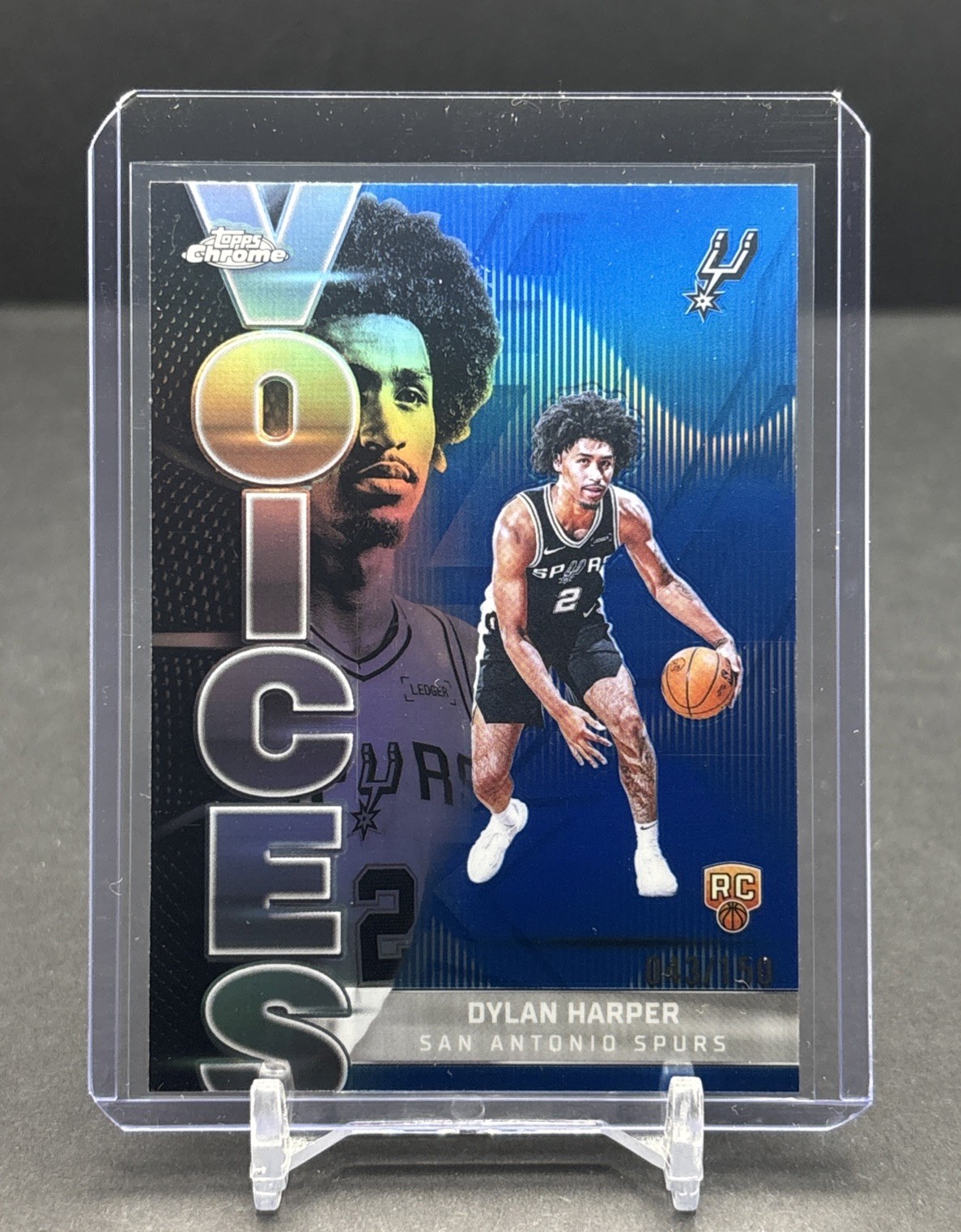 2025-26 TOPPS CHROME #VS-7 Dylan Harper Spurs RC Voices True Blue Refractor /150