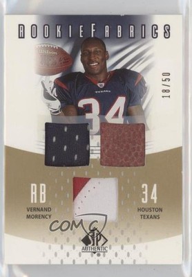 2005 SP Authentic Rookie Fabrics Gold 18/50 Vernand Morency #RF-VM RC n3m