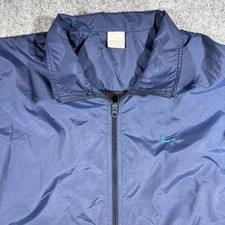 Vintage 90s Nike Windbreaker Jacket XL Navy Blue Swoosh Full Zip