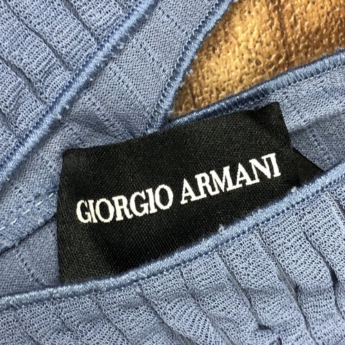Giorgio Armani Women Sz 14 Blue Smocked Sleeveless Top Shirt Blouse *Read - Picture 4 of 9