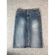 Vintage 90s Lei Denim Jean Pencil Skirt Womens 1 Juniors Blue Slit Faded Stretch