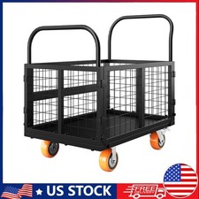 1800LBS Platform Truck Cart with Cage 6 in 1 Heavy Duty Push Cart Dolly Capacity