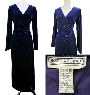 Vtg Y2K 90s Velvet Purple Maxi Dress Gown 6 Prom Goth Dark Fairy Whimsigoth 3075