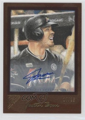 2017 Topps Gallery Orange Auto /25 Justin Bour #30 Auto 2d7
