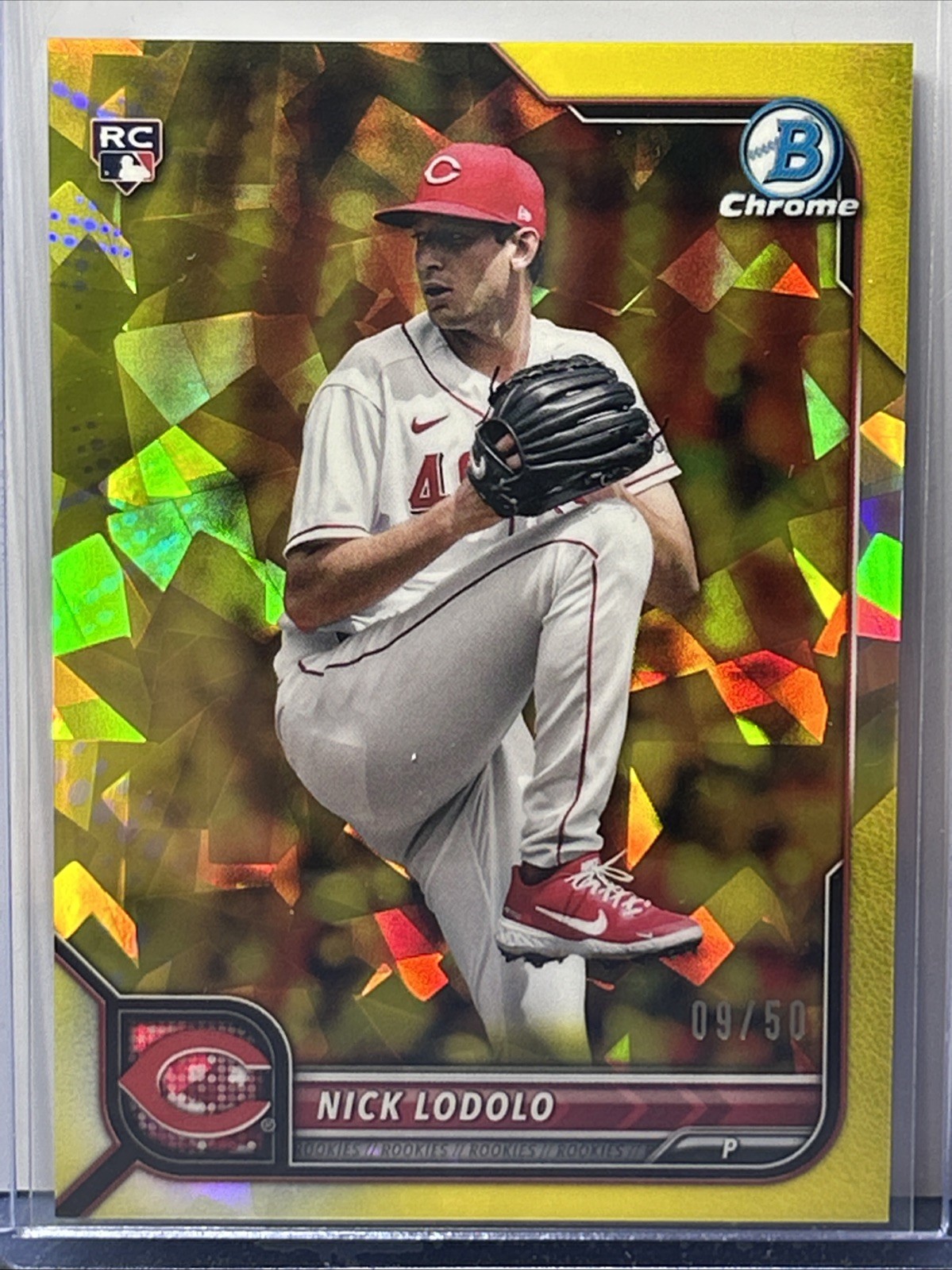 Nick Lodolo 2022 Bowman Chrome Sapphire Yellow Refractor Rookie RC #/50 #27